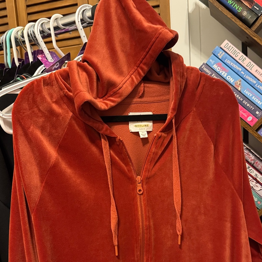 Aerie Rust Velvet Hoodie